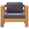 VidaXL Chaise de Jardin avec Coussin Fauteuil de Patio Siège de Terrasse Chaise d'Extérieur Balcon Gris Foncé Bois d'Acacia 47275