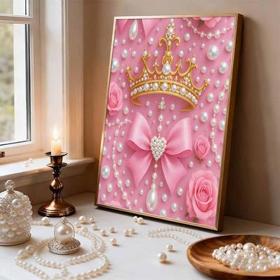 DIY Diamond Art Pearl Painting Kit for Adults, Bridal Bow Tiara Special Shaped Pearl Art Painting Wall for Home Office Decor Handmade Gift