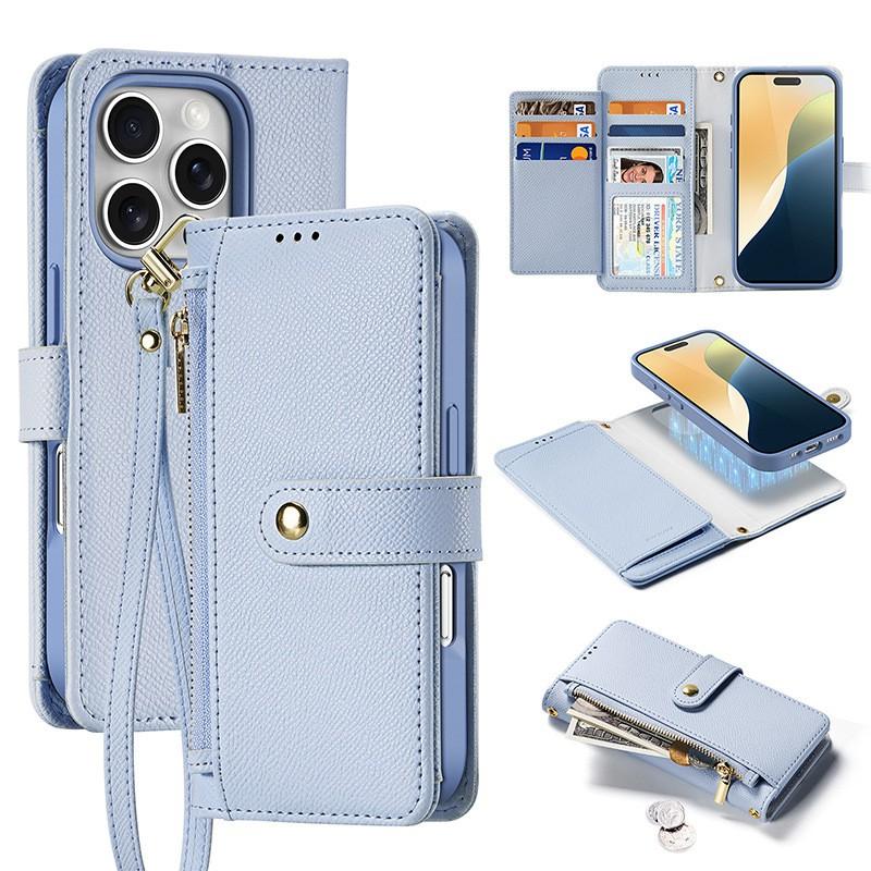 DUX Genuine Leather Magnetic Wallet Case IPhone 18 Pro 2-in-1 Protective Cover