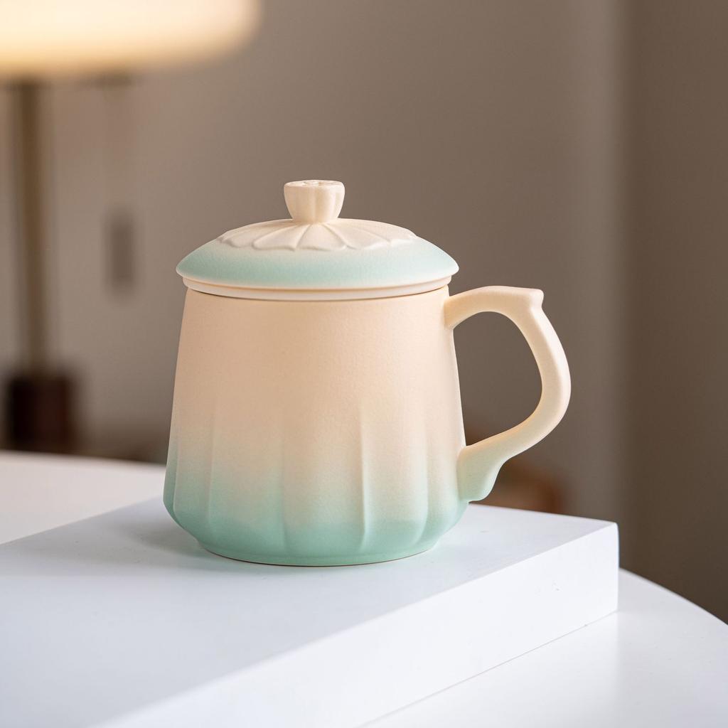 Kiln Change Splendid Lotus Flower Brewed Tea Ceramic Teacup Couple Cup Creative High-End Tea Separation Cup Water Cup