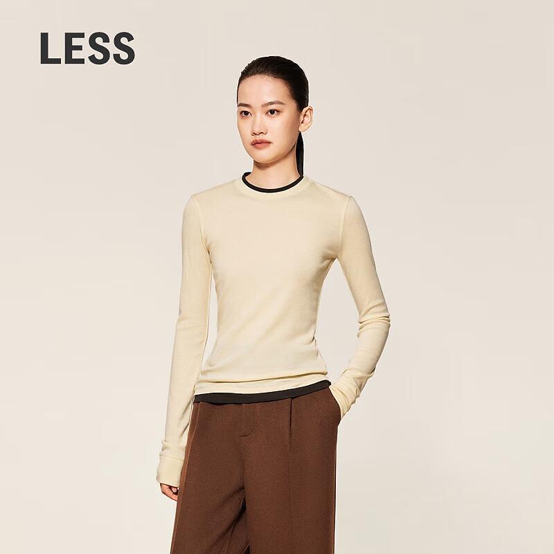 LESS Women s Round Neck Slim Fit Long Sleeve T-Shirt M