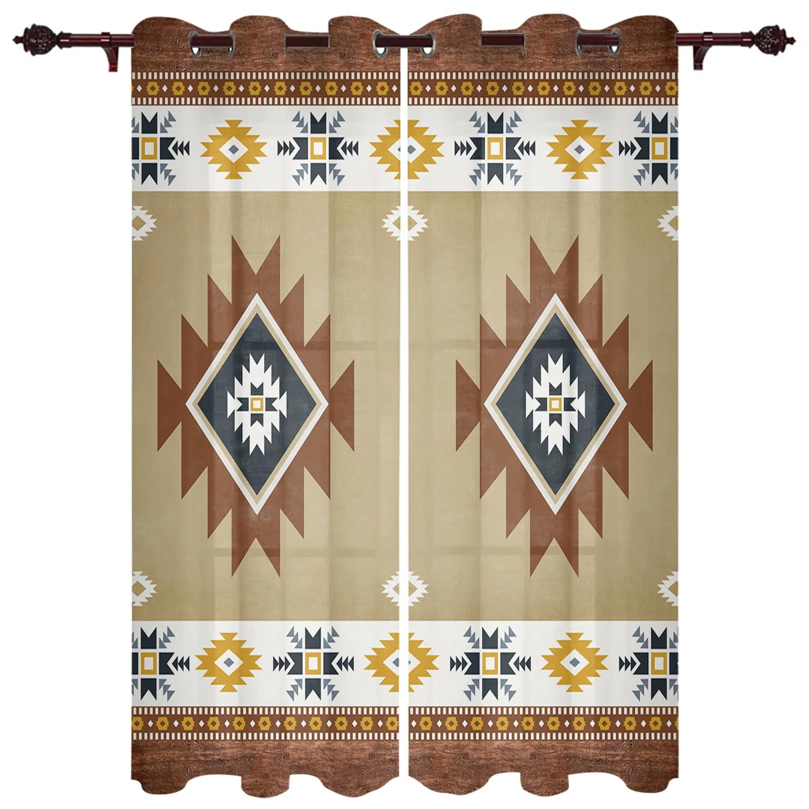 Boho Stammes Totem Hohe Verdunkelung Fensteröffnung Vorhang Zeitgenössischer Europäischer Stil Schlafzimmer Raum Dicke Verdunkelungsvorhang Wohnzimmer Verdunkelungsvorhang W55 X H120cm X 2&HOOK