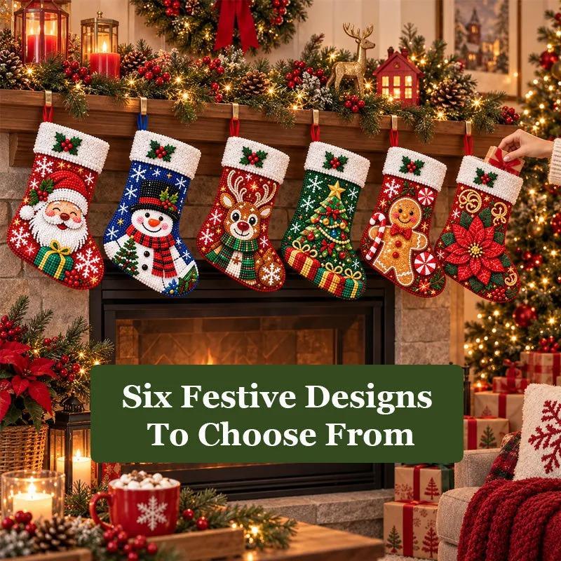 DIY Diamond Painting Christmas Stocking Kit for Christmas Trees and Reindeer Diamond Painting DIY Material Pack, Holiday Gifts
