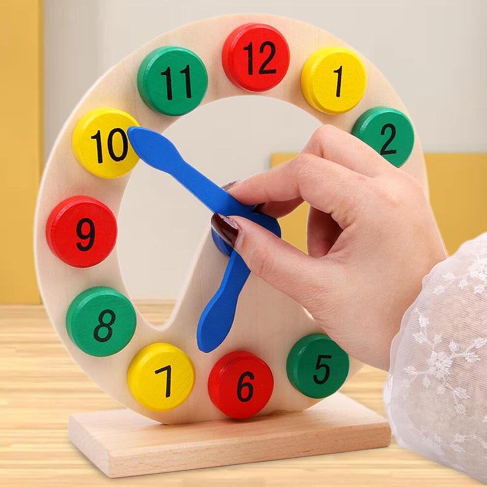 Wooden Clock Toy for Kids, Montessori Educational Hour Teaching Supplies, Learning Toy for Ages 3-6, Safe Wooden Material