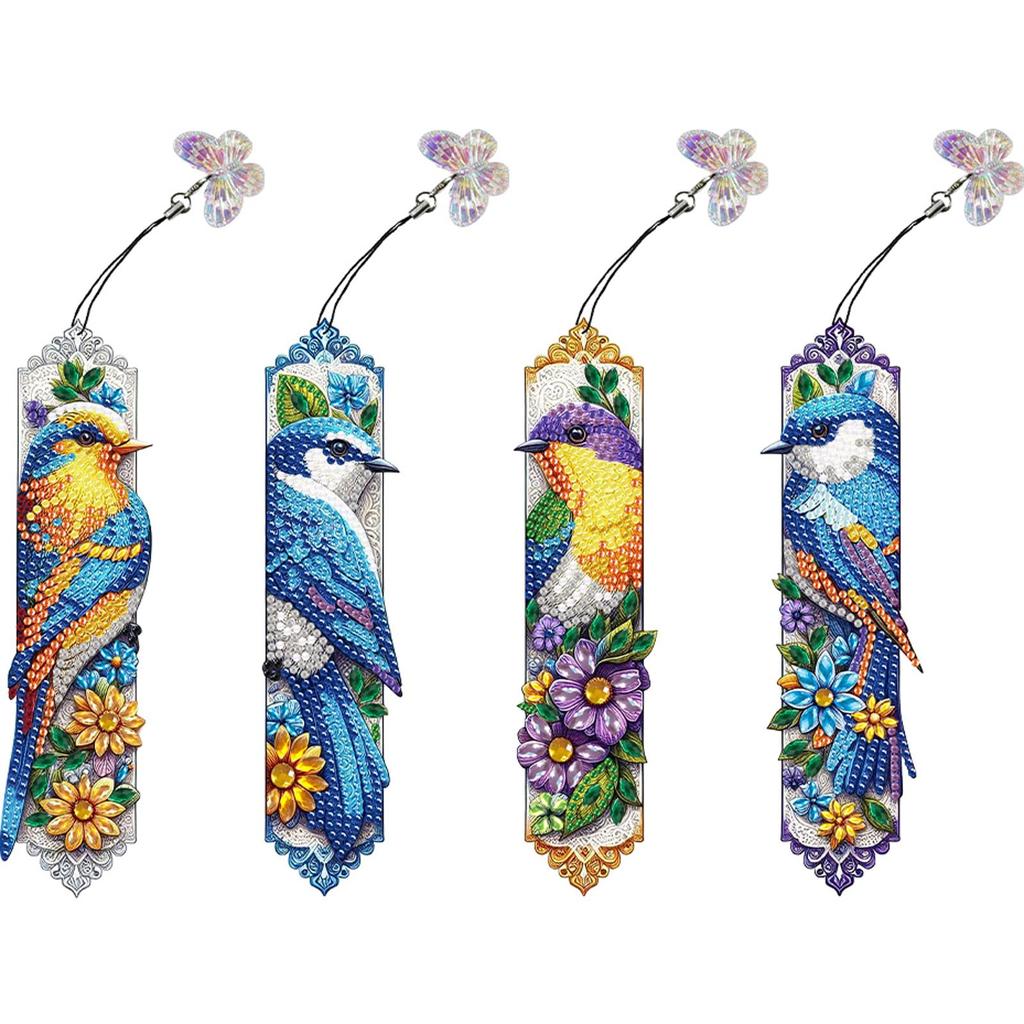 4Pcs Special Shape Butterfly Bush Diamond Bookmark Art Projects Diamond Painting Bookmark Making Kit for Reading Day Gift