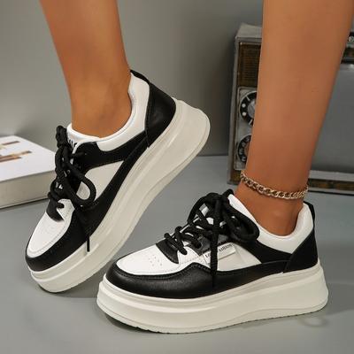 Women's Shoes Hot Selling Lace-Up Women's Vulcanized Shoes Autumn Round Toe Mixed Color Outdoor Casual Large Size Sports Shoes