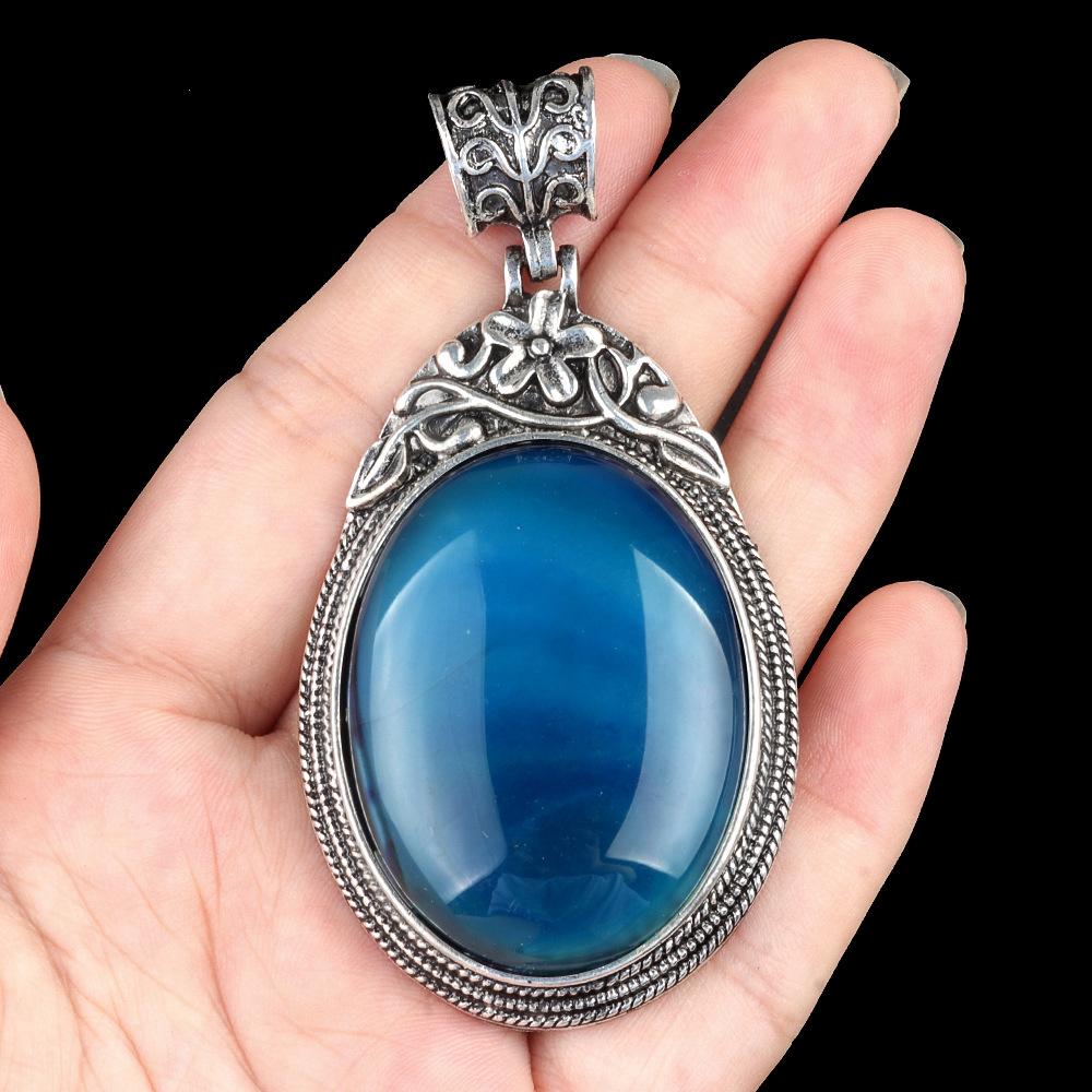 ET of gemtone crystal agate semi-precious stone alloy inlaid gemstone pendant, jewelry