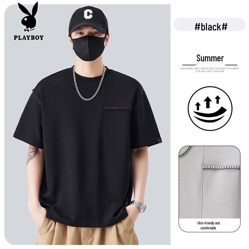 

PLAYBOY Men s Embroidered Breathable Short-Sleeve T-Shirt 2XL