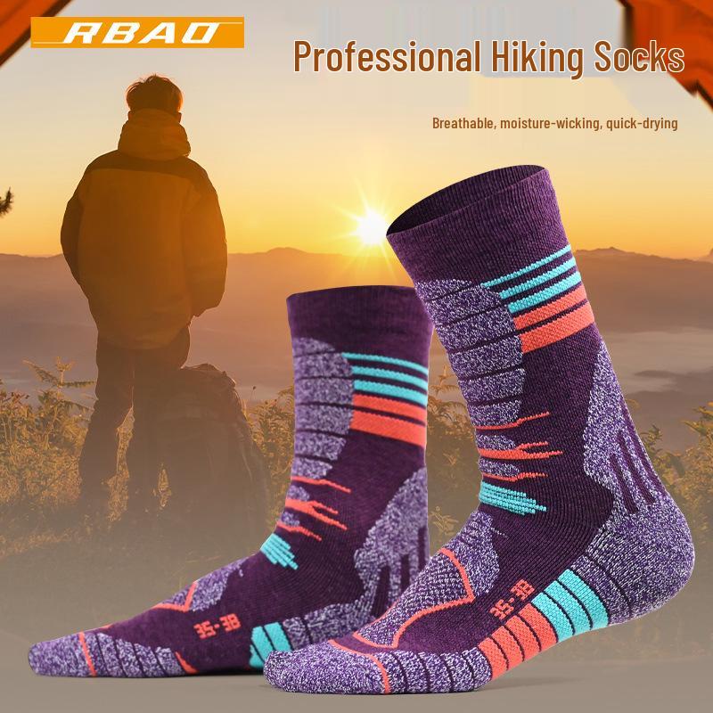 30% Merino Wool Thickened Mid-Calf Hiking & Camping Socks for Autumn/Winter