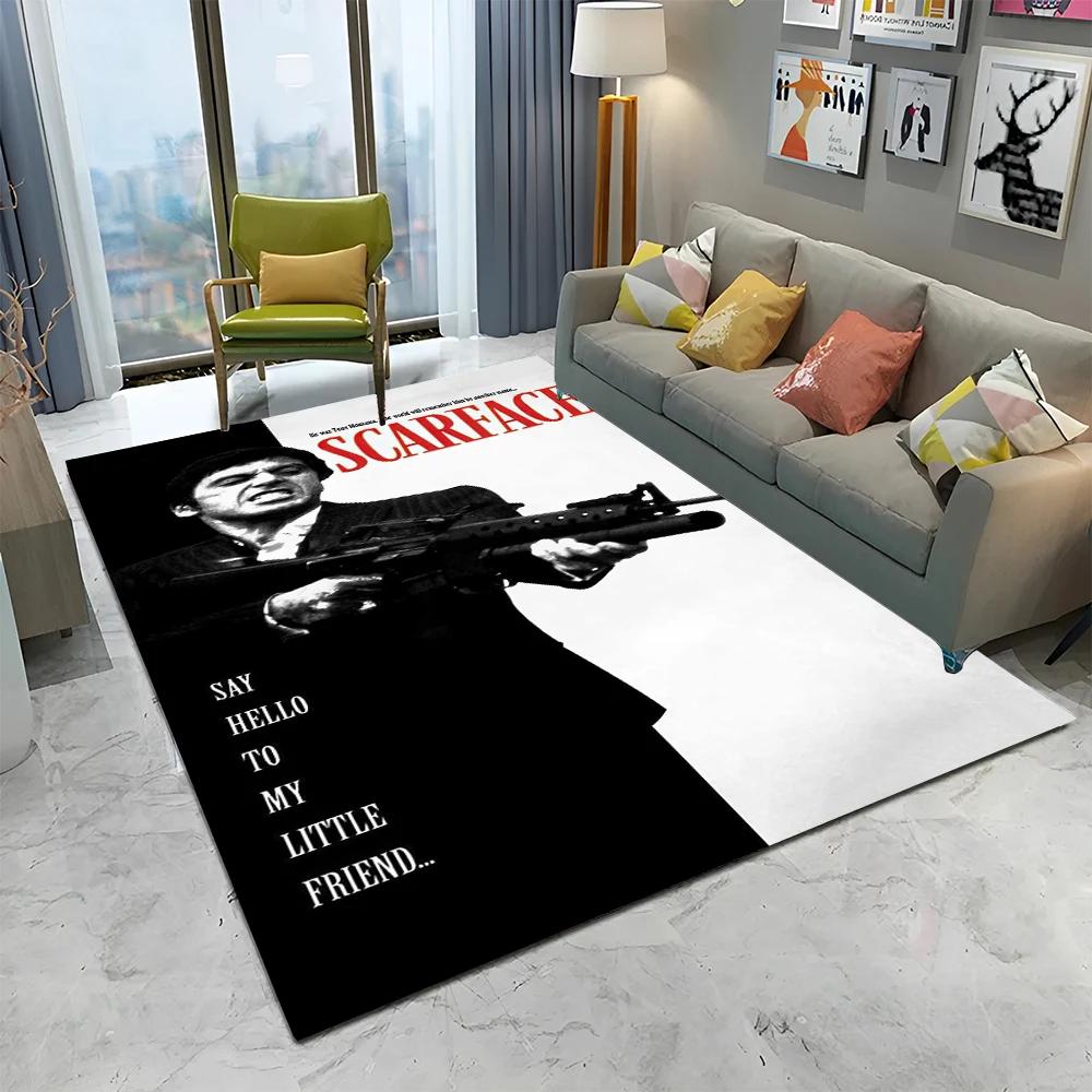 3D Printing Movie Scarface Tony Carpet Rug for Home Living Room Bedroom Sofa Doormat Decor,kids Play Area Rug Non-slip Floor Mat