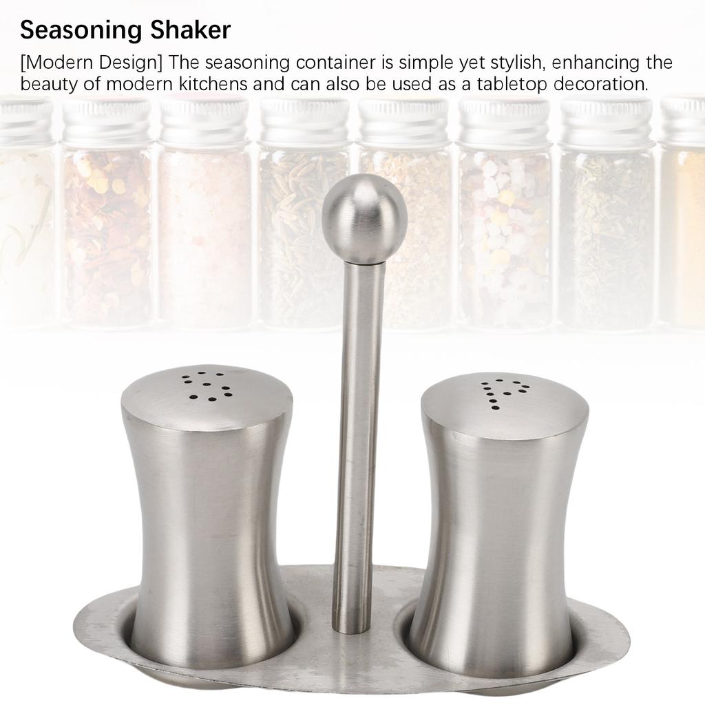 2 Buc. Sticlă Condimente Oțel Inoxidabil 304 Set Solniță cu Raft pentru Casă Restaurant