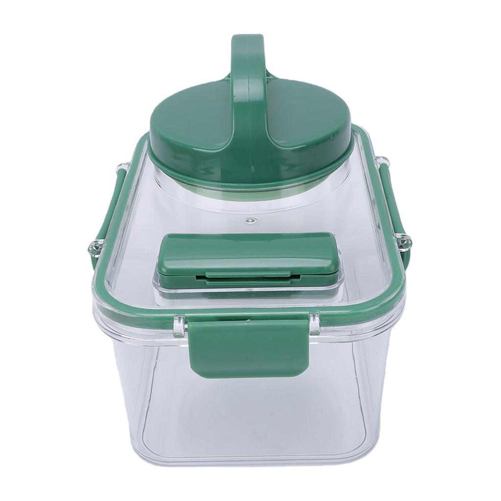 Rectangular Salad Bowl with 4 Condiment Containers Large Capacity Transparent Food Grade Portable Salad Bowl with Fork