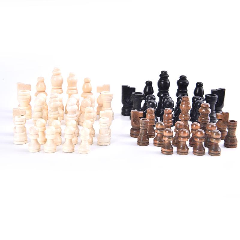 32Pcs 2 Size Wooden Chess Pieces Complete Chessmen International Word Chess Set Chess Piece Entertainment Accessories