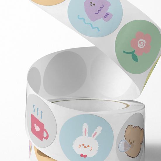 1 Roll Cartoon Stickers Self-adhesive Long Tape Cute Anime Bear Rabbit Decals DIY Vinyl Art Decoration Graffiti Stickers Scrapbooking Journal