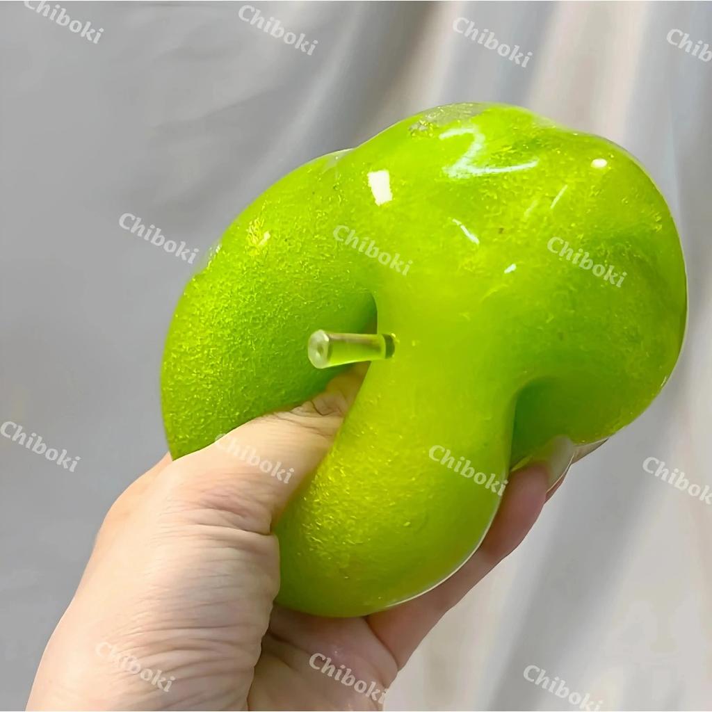 Green Apple Slushie Squishy Fidget Toy, Crunchy Moldable Non-Rebound Sensory Stress Reliever for Medium Grip Strength.