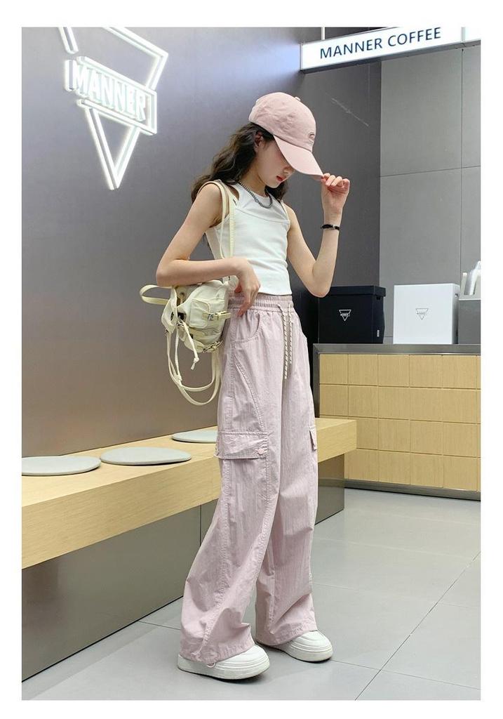 Girls' Summer Hip Hop Cargo Pants: Quick-Dry, Anti-Mosquito for Junior High Dance