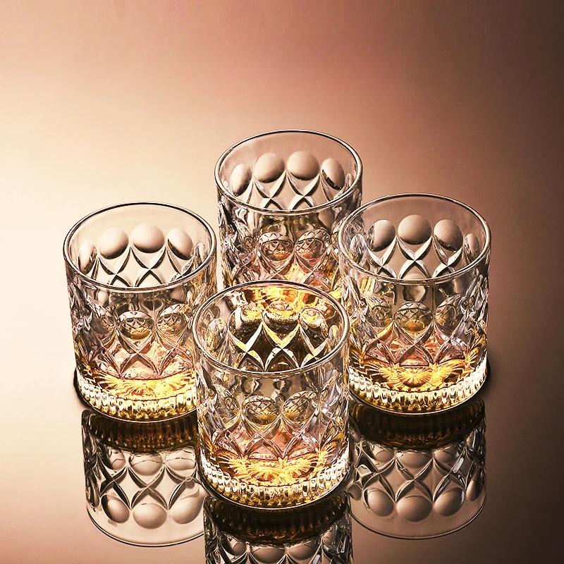 

4pcs Sets Whiskey Glass Set Engraved Brandy Wine Glasses for Gifts Clear Lead Free Beer Drinking Glasses Scotch Liquor Barware 4pcs set