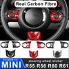 Car Interior Modification Steering Wheel Carbon Fibre Sticker For MINI ONE Cooper S JCW R55 R56 R60 R61 R57 R58 R59  Accessories
