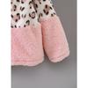 Cozy & Cute Girls' Leopard Print and Pink Fleece-Lined Zip-Up Hoodie Jacket - Warm, Thick Polyester Blend for Autumn/Winter, Long Sleeves,Casual Style