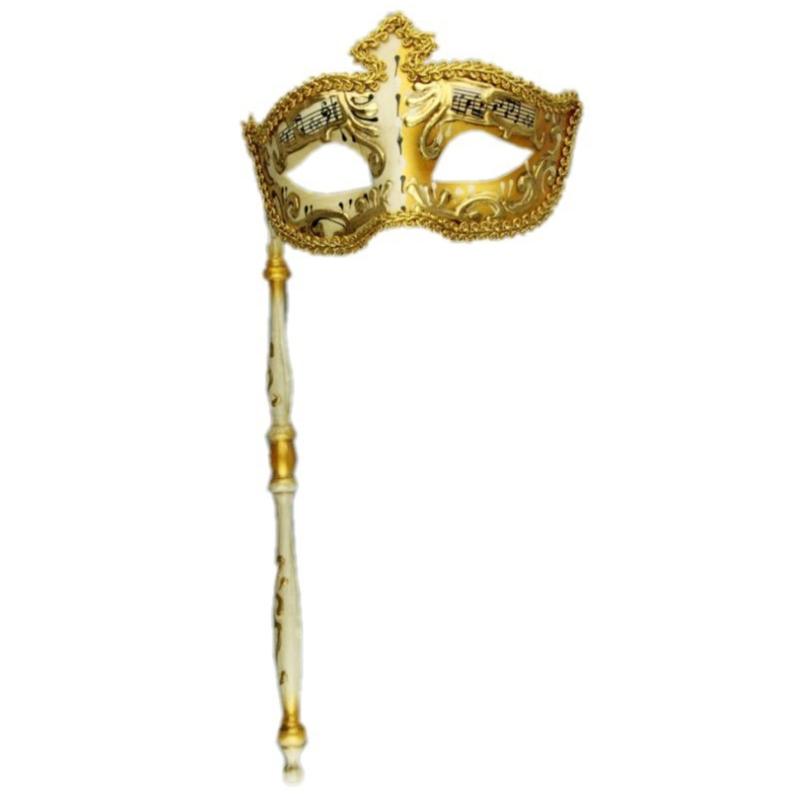 Masquerade Mask with Stick Mardi Gras Mask Venetians Mask Retro Musical Note Party Mask Carnivals Mask Halloween Mask