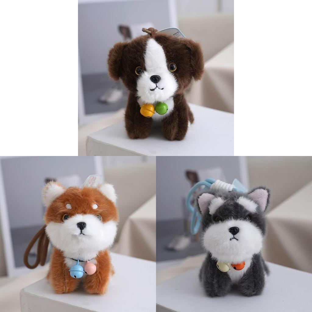 Niedlicher Hunde-Plüsch-Schlüsselanhänger aus weichem Kurzflorstoff für Geschenke und Taschen-Dekoration