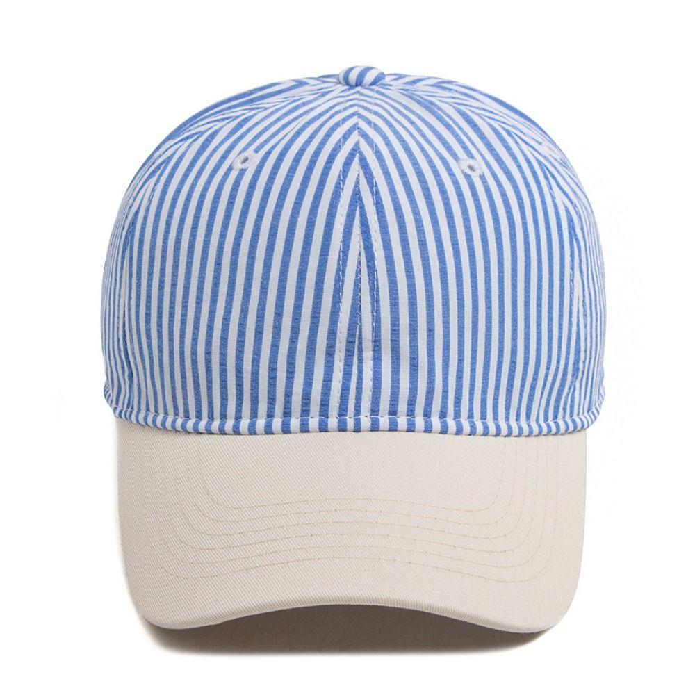 Soft Top Striped Design Baseball Cap Adjustable Sun Protection Casual Hat Breathable Lightweight Peaked Caps For Women Men