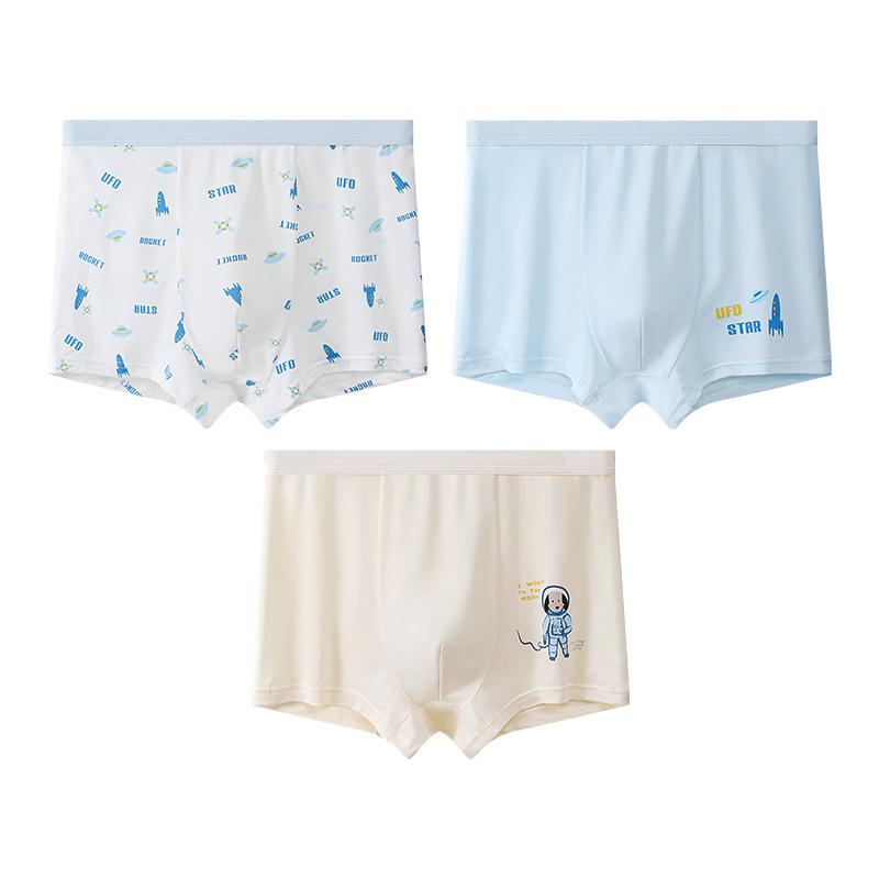 (3 Pack) Boys Modal Boxer Briefs Cute Cartoon Print Kids Underwear Soft Breathable Children's Boxer Shorts