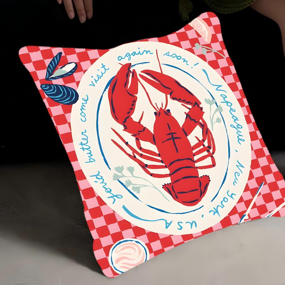Colorful Sardine Lobster Fish Ocean Pillow Gifts Home Office Furnishings Bedroom Sofa Car Cushion Cover Case