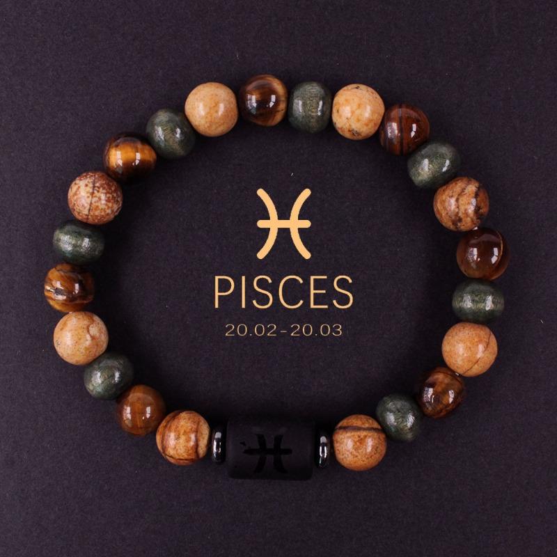 1PC Twelve Constellations Bracelet Men and Women Couple Tiger's Eye Stone Handmade Beaded Bracelet Taurus Capricorn Scorpio