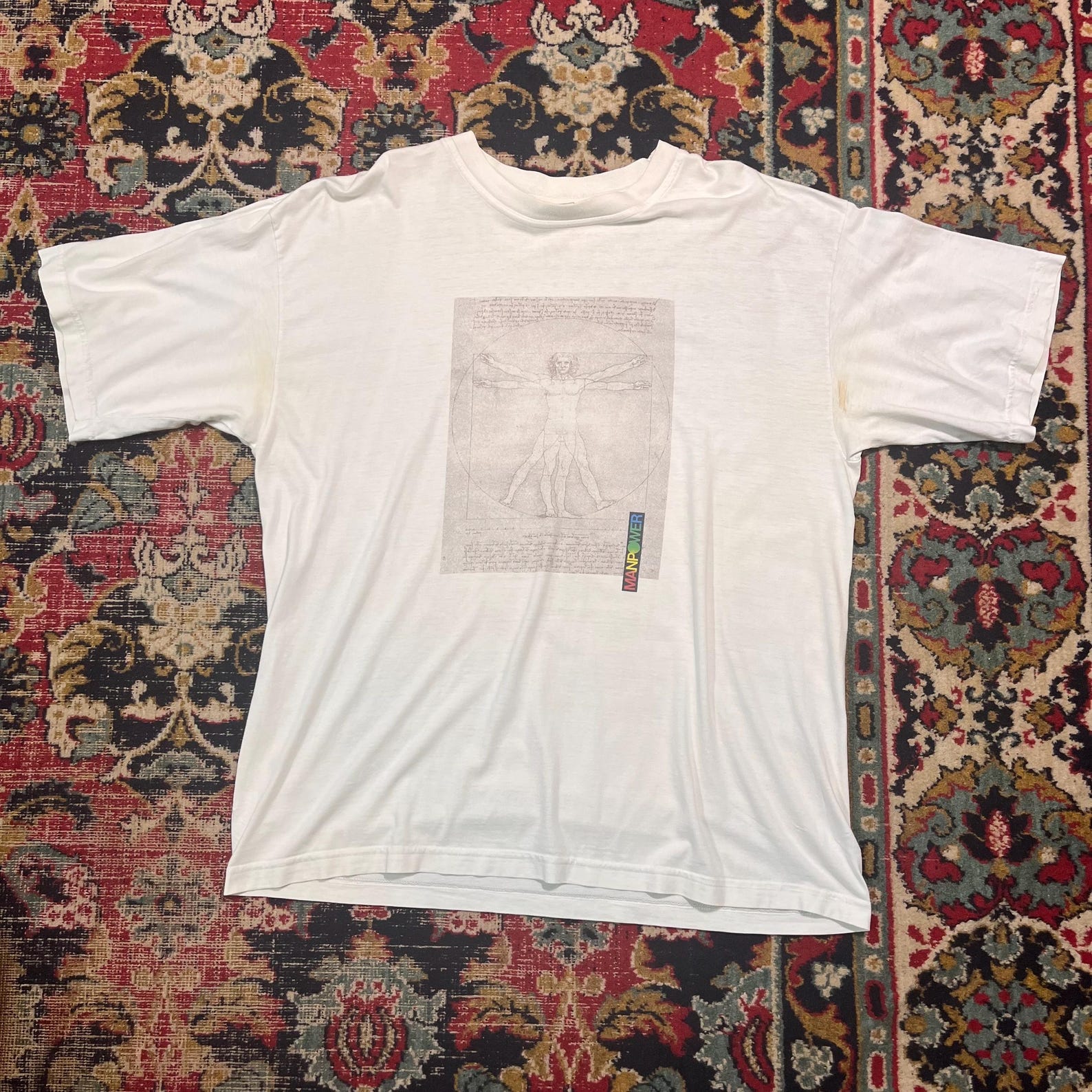 Vintage Da Vinci Vitruvian Man T-Shirt Size XL M