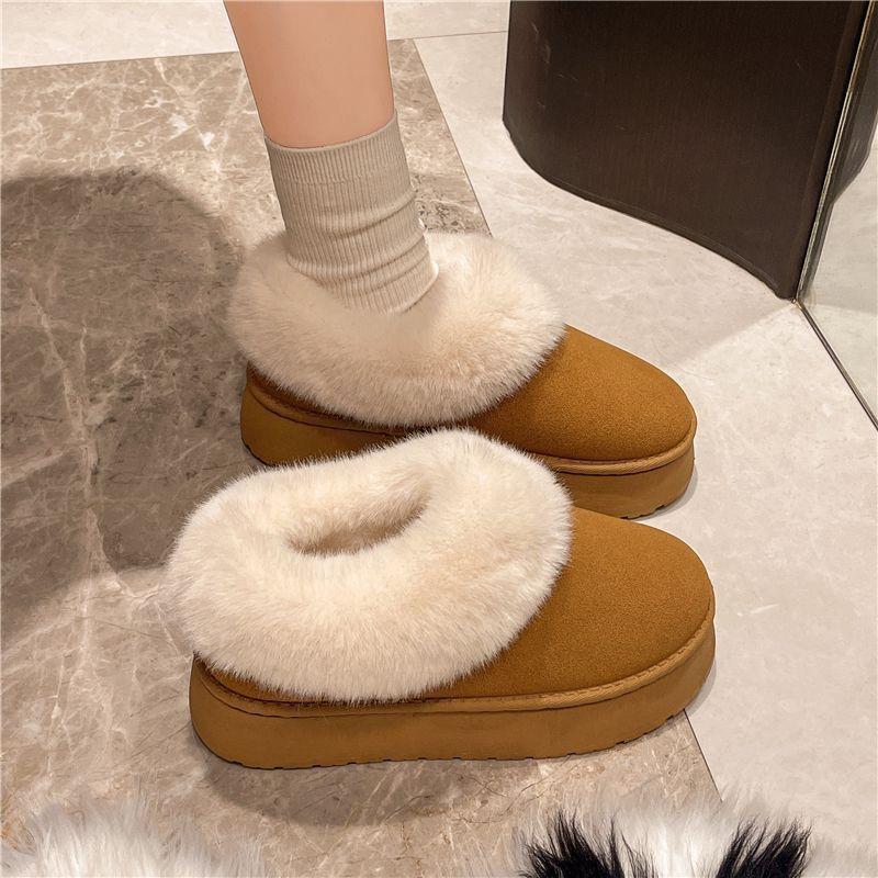 2025 winter velvet thickened snow boots women's short boots Korean version non-slip flat-bottomed student warm cotton shoes Mao Mao shoes