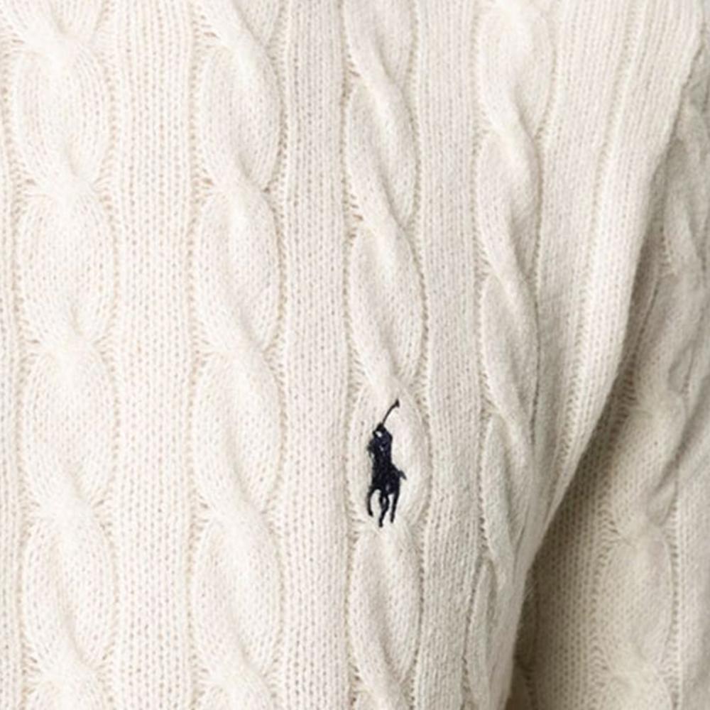 Polo Ralph Lauren FW21 Chunky Knit Logo Embroidered Pullover Sweater Men Sweater White 710719546001