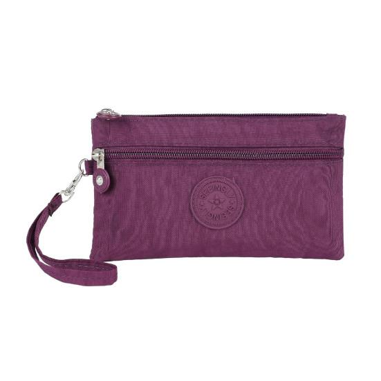 Кошелек для мелочи Гладкая молния Несколько отделений Маленький кошелек Минималистичный дизайн Ключи Карты Чехол для мобильного телефона фиолетовый
