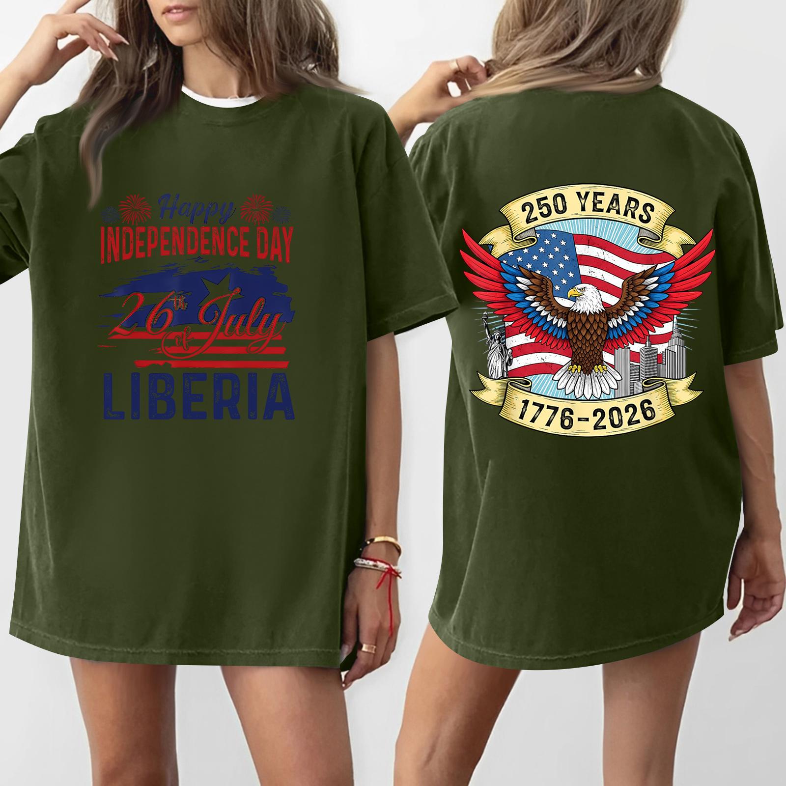 

Women s Casual Independence Day 252 Anniversary Printed T-shirt Round Neck Pullover Short Sleeve Top S