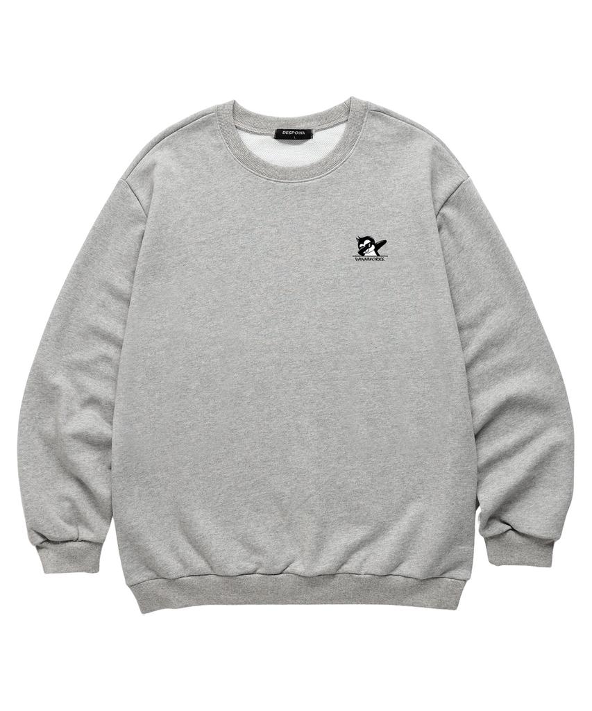 VANNWORKS Penguin Oversized Sweatshirt (Vndts303) Melange Grey