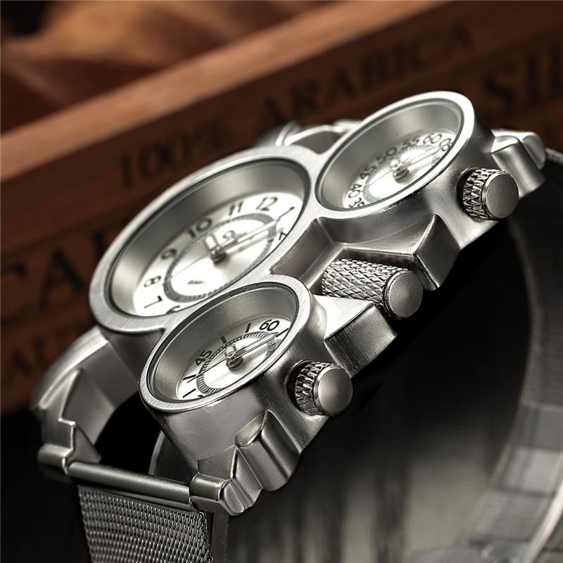 Military Mesh Mens Watches Top Brand Luxury Multiple Time Zone Men's Watch Male Quartz Outdoor Sports Wristwatch