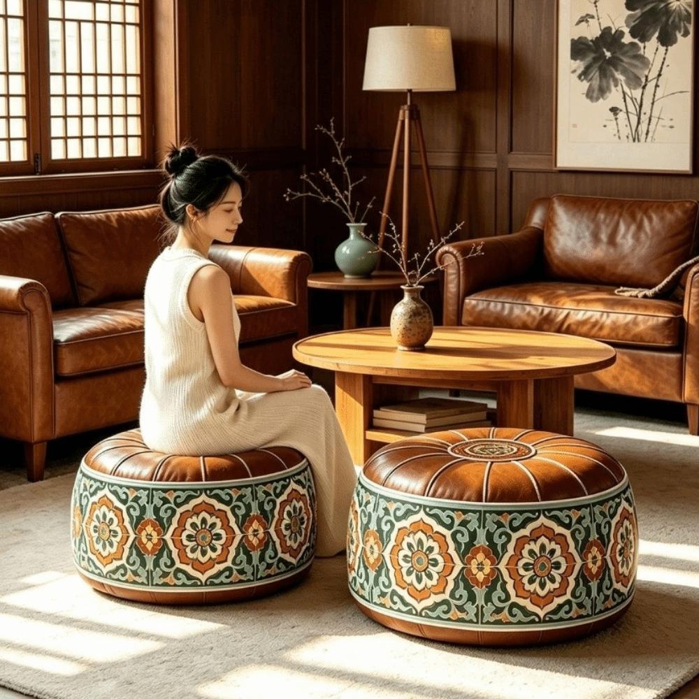 Ungefüllter Sofahockerbezug Boho-Stil Aufbewahrungshocker Fußstütze Kleidersack Wohnzimmer