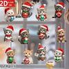 12/24Pcs 2D Christmas Wooden Cat Wall Hanging Hanging Ornament Acrylic Funny Xmas Tree Cat Keychain Key Decoration Gifts