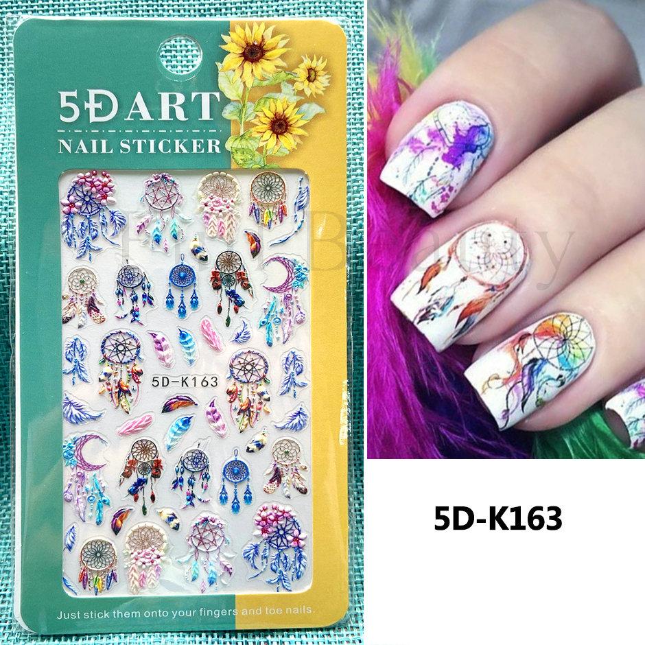 5D geprägte Nagelkunstaufkleber, weiße Blumen-Nagelabziehbilder, Gravur floraler Nagelschieber-Spitzen