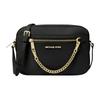 MK Jet Set Corrente Zíper Sólido Logo Bolsa para o Dia a Dia Couro Bolsa para Câmera Feminina Bolsa de Ombro Preta 35S1GTTC7L-BLACK