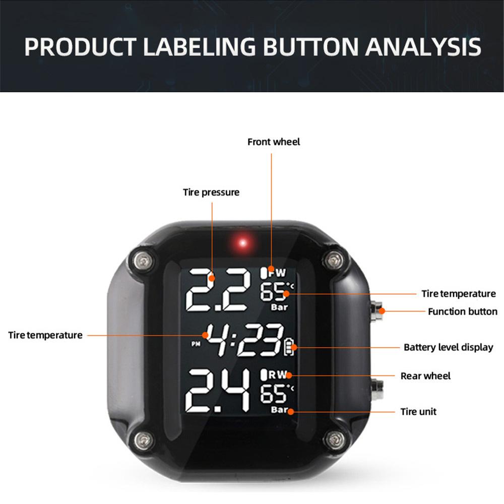 Motorcycle TPMS Tire Pressure Sensor Tyre Pressure Monitoring System External Sensor for Motorbike Autobike Scooter Motor TMPS