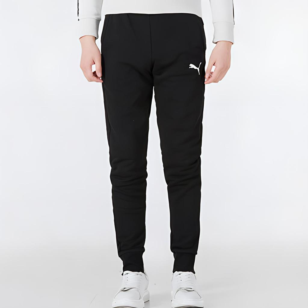 Puma Solid Color Logo Print Jogger Sweatpants Men Bottoms Black 656582-03