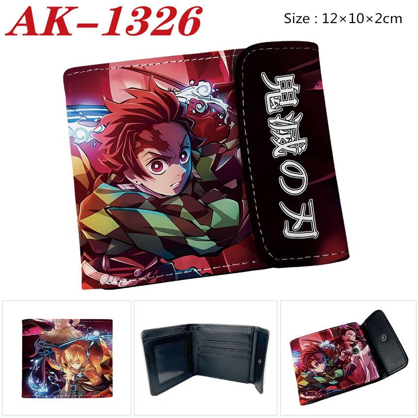 Demon Slayer Wallet Anime Bi-Fold PU Snap Short Purse Portable Card Holder Tanjiro Nezuko