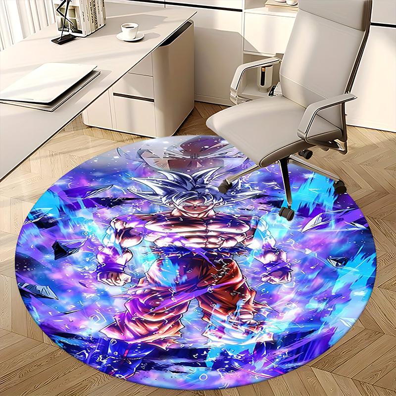 

1 шт. Dragon Ball Z Goku Super Saiyan God Круглий килим Аніме Мультяшний дизайн Килимок для офісного крісла, Нековзкий килим для декору дому 120cm