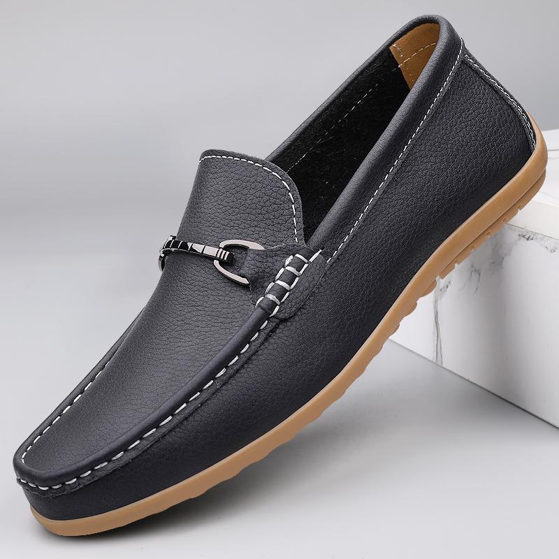 Fashion New Fashionable Men's Breathable Casual Driving Shoes Luxury Brand Men's Comfortable Soft Bottom Head Layer Cowhide Bean Shoes