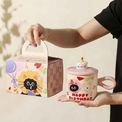 Mädchen Herz Geburtstagsgeschenk Kuchen Tasse Mädchen Niedliche Katze Geschenkbox für Freund Freundin Schwester