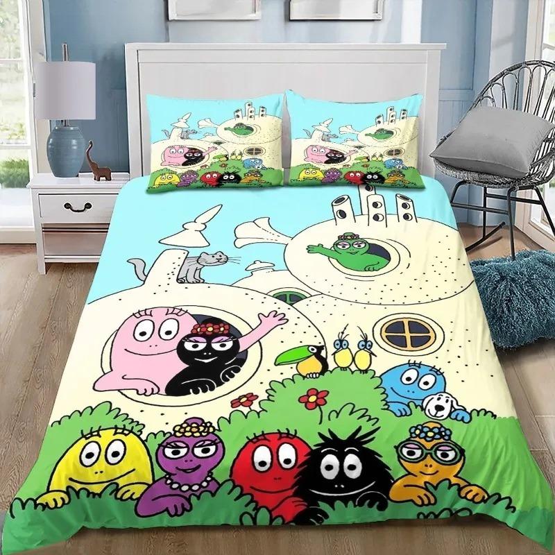 3D Printed Barbapapa Bedding Set for Boys Girls Duvet Cover And Pillowcase Included Twin Queen King Full Single Double Sizes