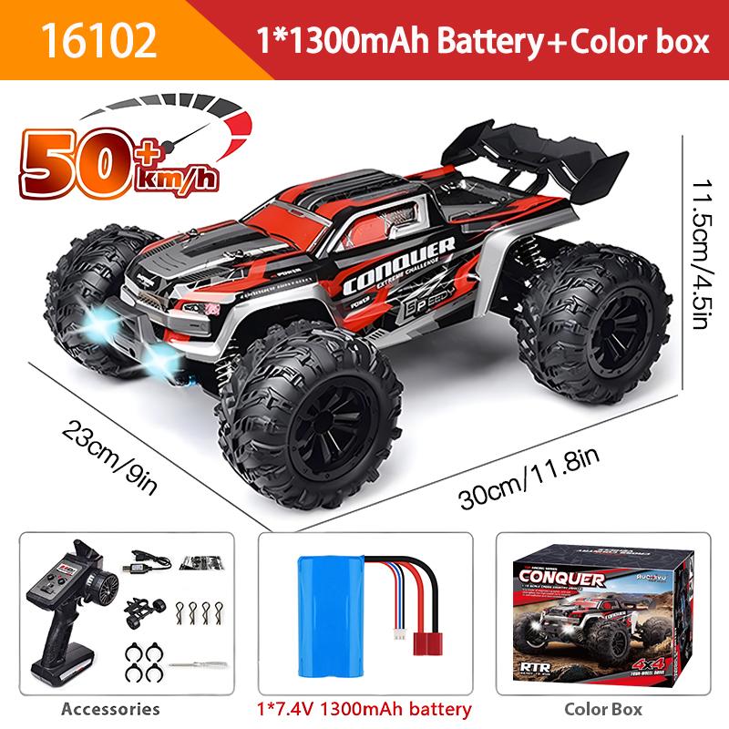 1:16 Professional Remote Control Cars 70KM/H Or 50KM/H 4WD RC Car With LED High Speed Drift Monster 4x4 Truck for Kids vs Wltoys