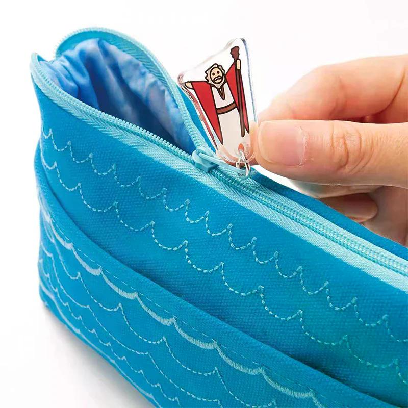 Cartoon Oceanic Big Size Portable Pencil Case; Spacious Cosmetic Bag with Cute Underwater Design