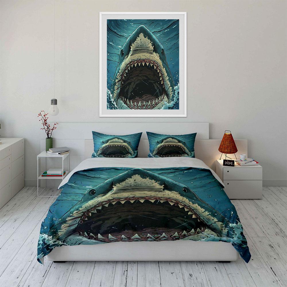 Shark Face Underwater Design. Bedding Sets Duvet Cover Sets Duvet Covers Pillowcases(1 * Duvet Cover 2 * Pillowcases, Without Duvet Insert)
